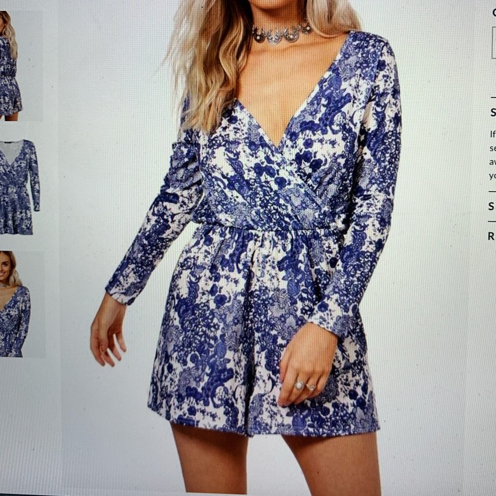 Porcelain Print Wrap Playsuit